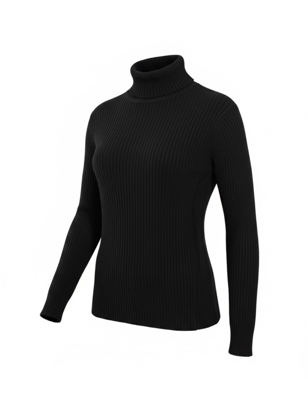 Jessica London Black Ribbed Cotton Turtleneck Sweater Top